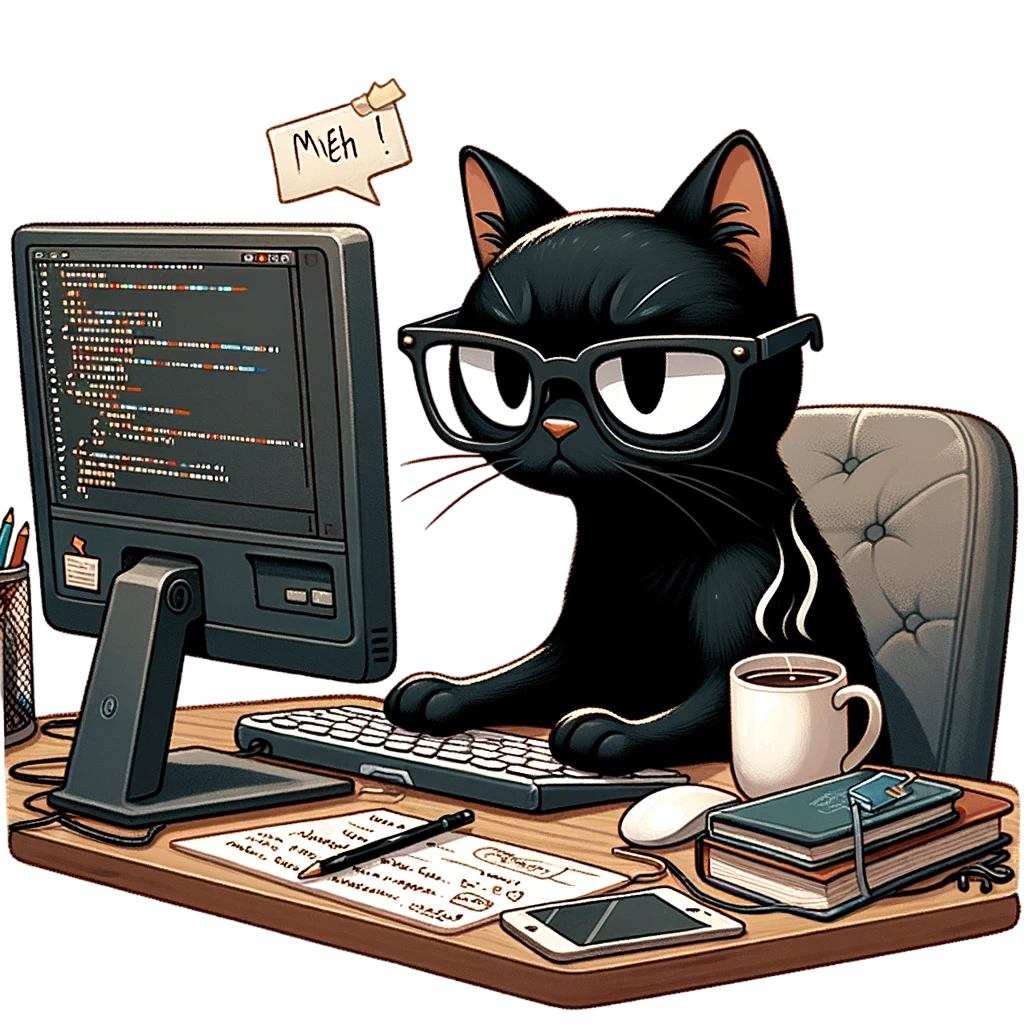 Bored Black Cat Programming